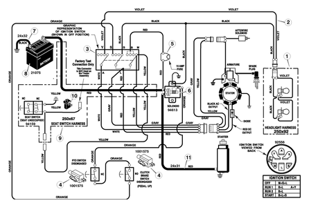 Electrical System Diagram and Parts List for 468602X68A 2005 Briggs and Stratton Lawn Tractor